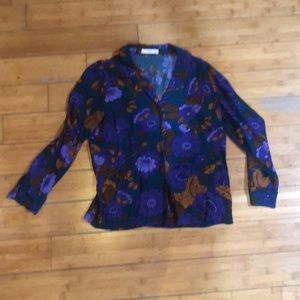 70s floral print top button down top